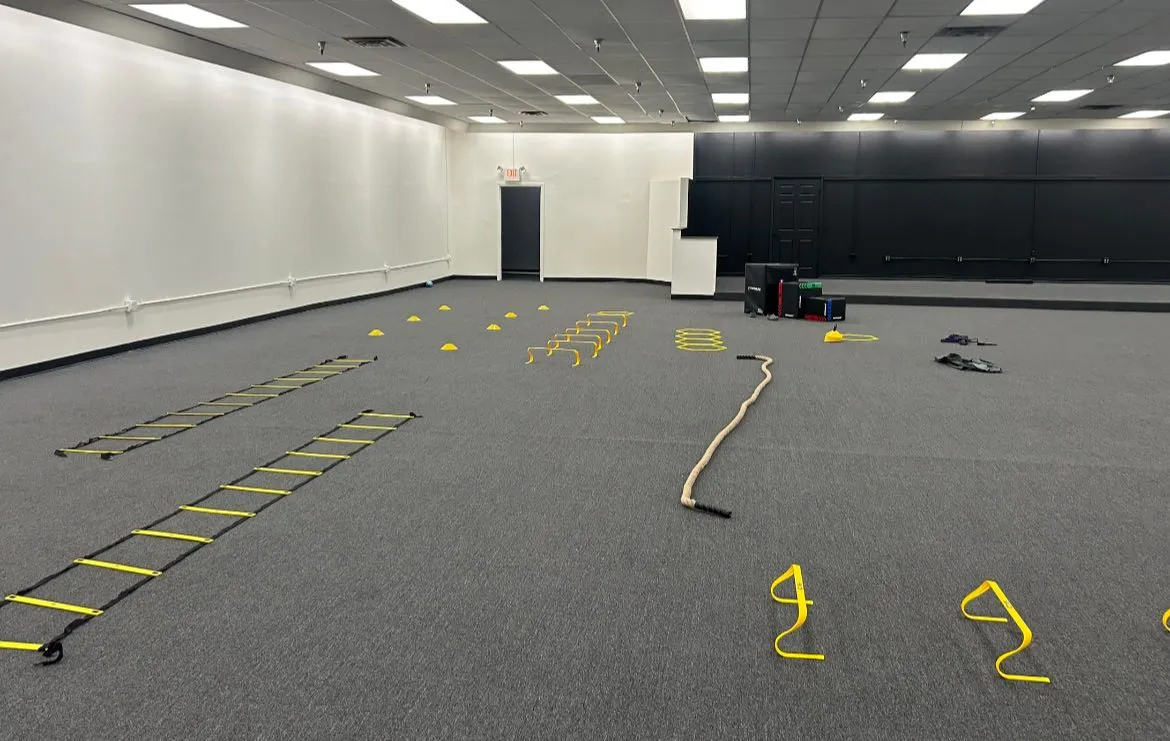 Kids training in a Velocity Sports Lab speed and agility class